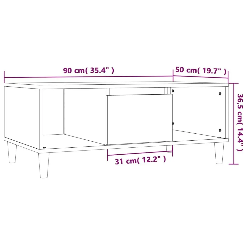 Sonoma Oak Coffee Table with Open Compartments and Drawer