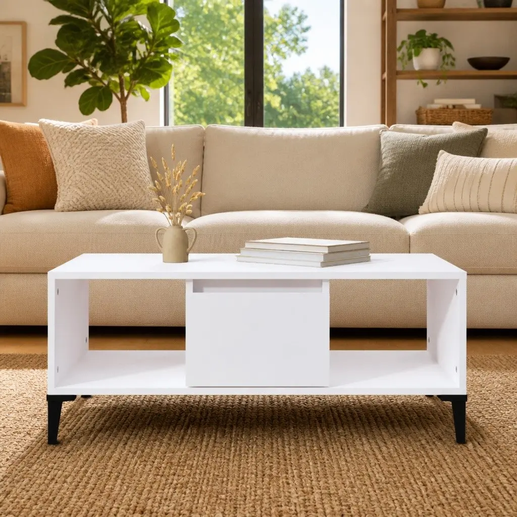 White Coffee Table with Storage Options