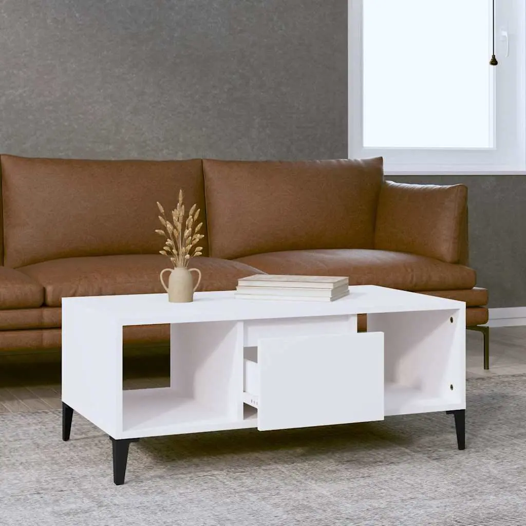 White Coffee Table with Storage Options