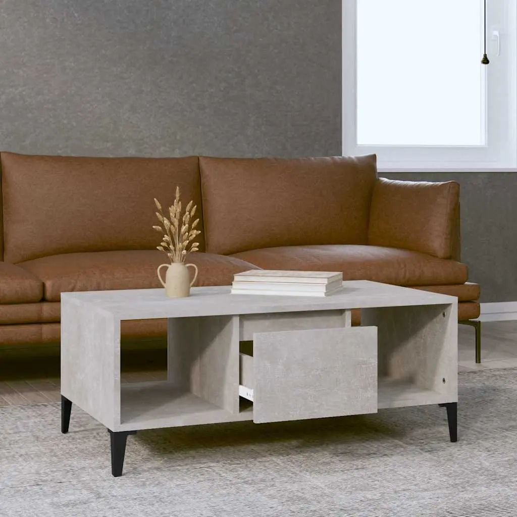 Grey Coffee Table with Drawer and Compartments