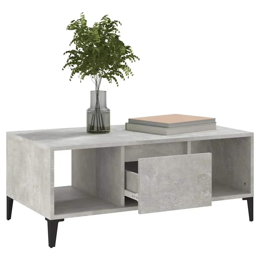 Grey Coffee Table with Drawer and Compartments