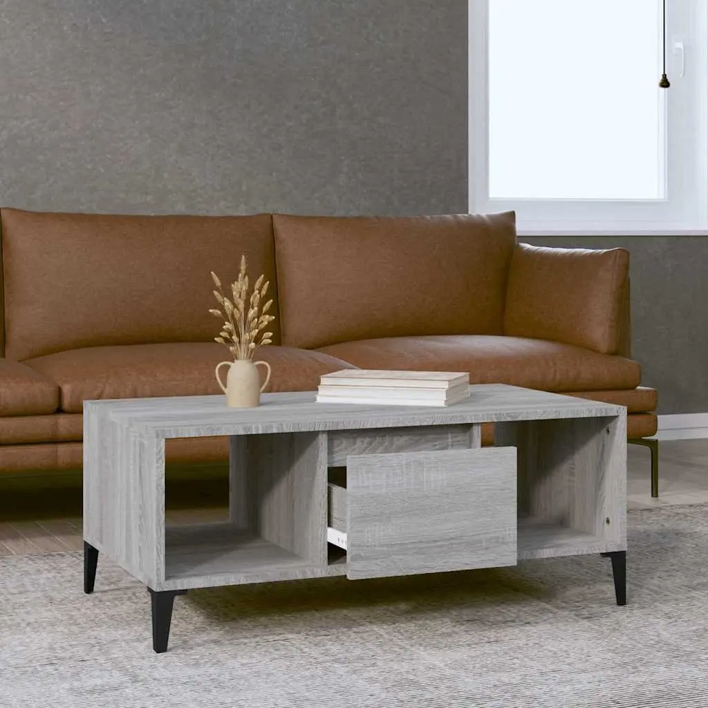 Coffee Table Engineered Wood 90 x 50 x 36.5 cm Grey