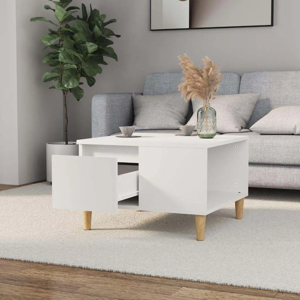 White Coffee Table with Drawer and Storage Space