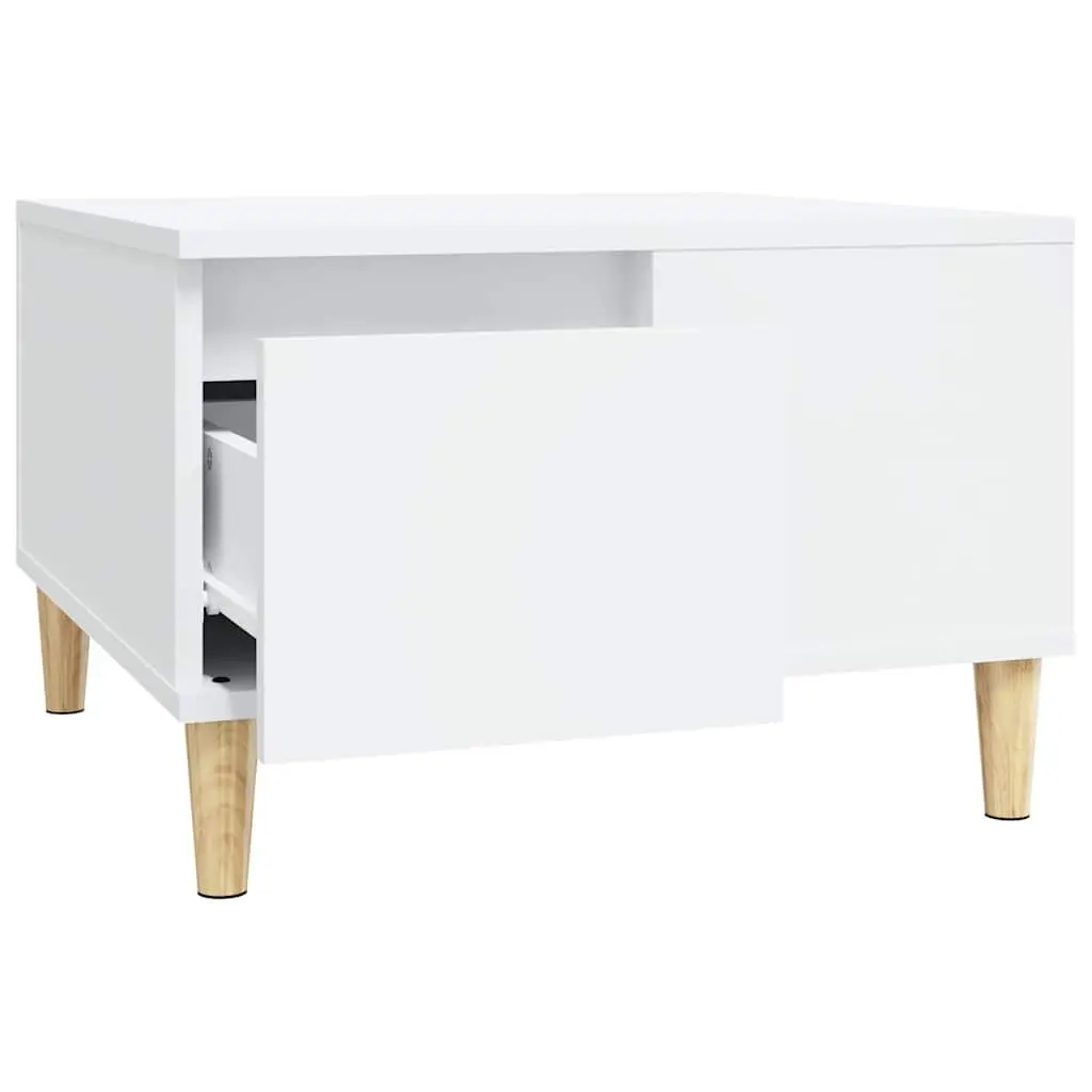 White Coffee Table with Drawer and Storage Space