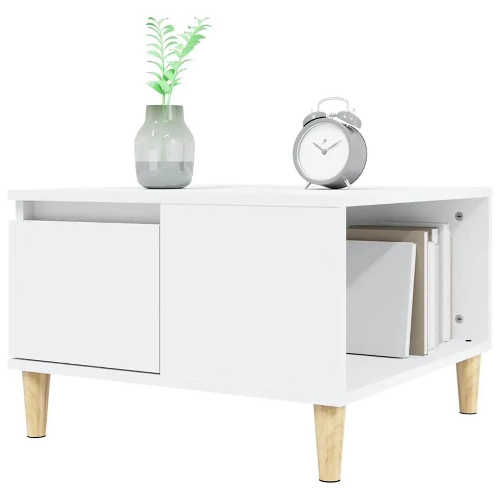 White Coffee Table with Drawer and Storage Space