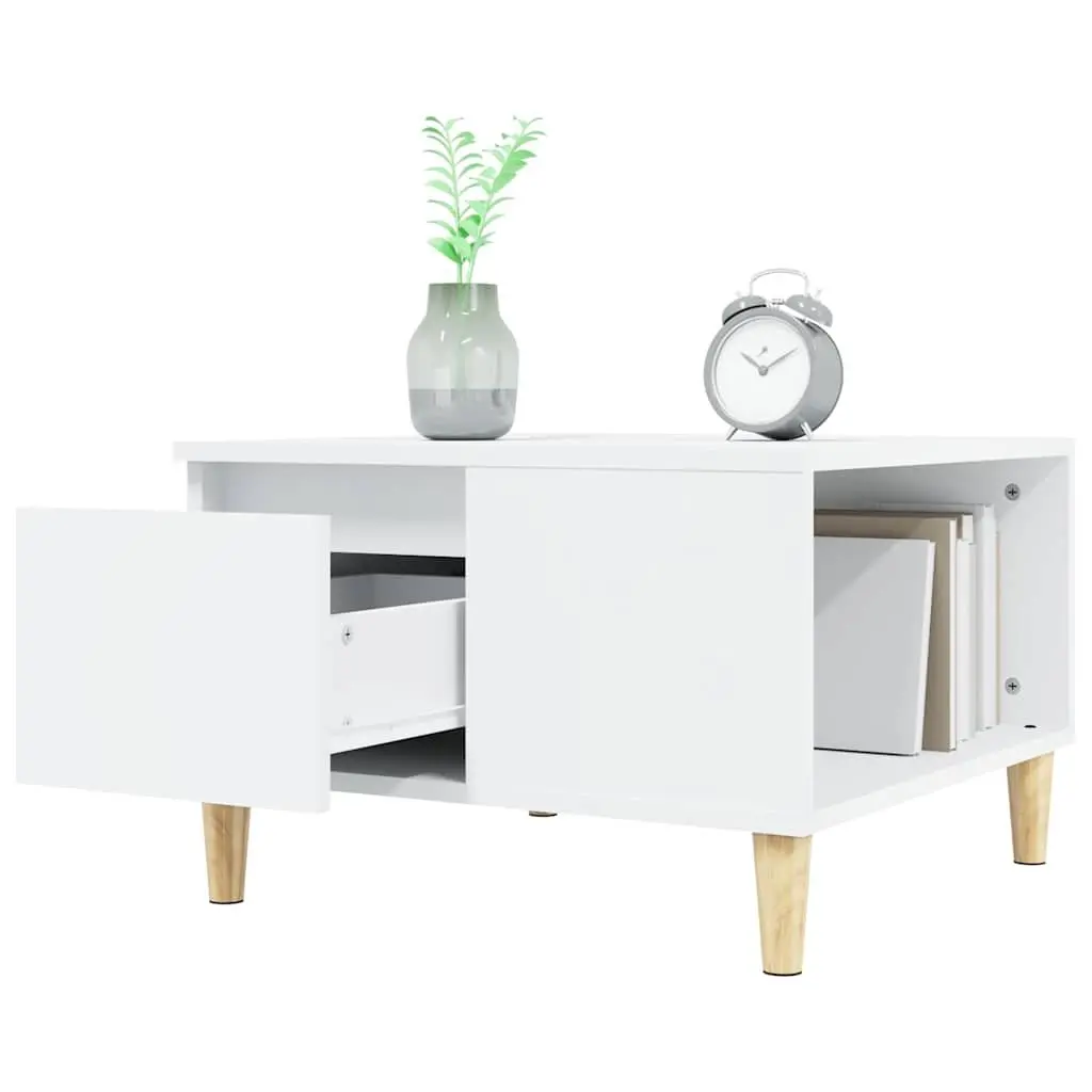 White Coffee Table with Drawer and Storage Space
