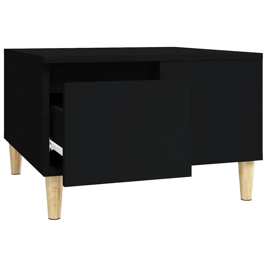 Black Coffee Table with Open Compartment and Drawer