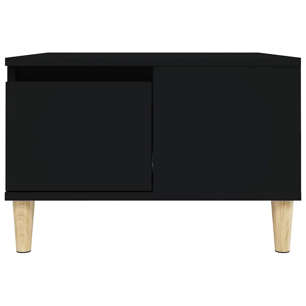 Black Coffee Table with Open Compartment and Drawer