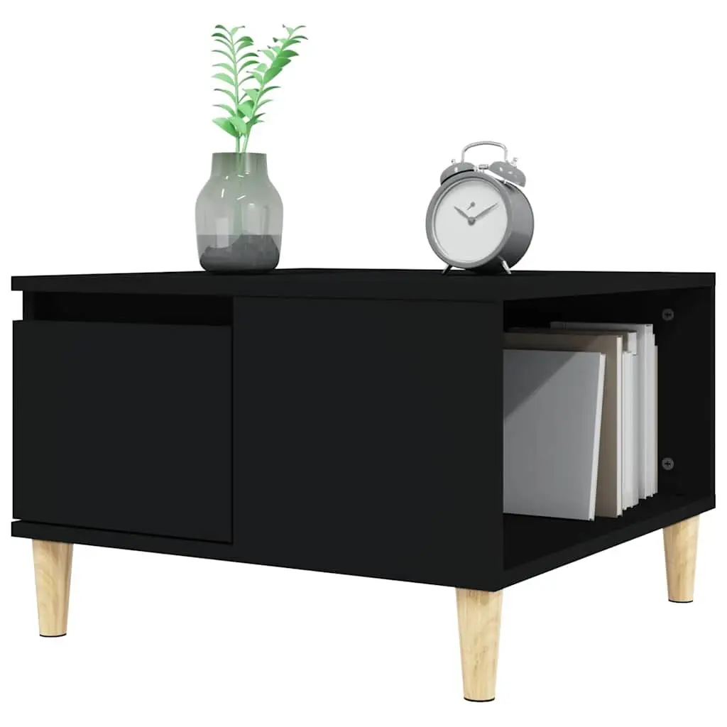Black Coffee Table with Open Compartment and Drawer