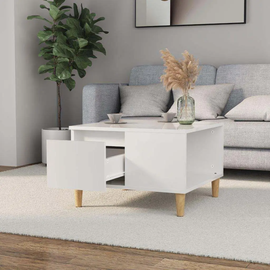 High Gloss White Coffee Table with Storage