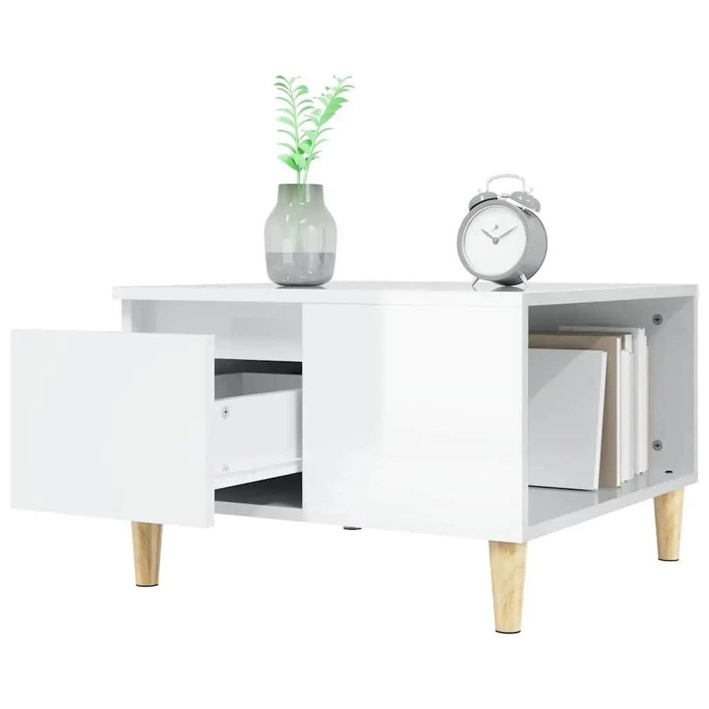 High Gloss White Coffee Table with Storage