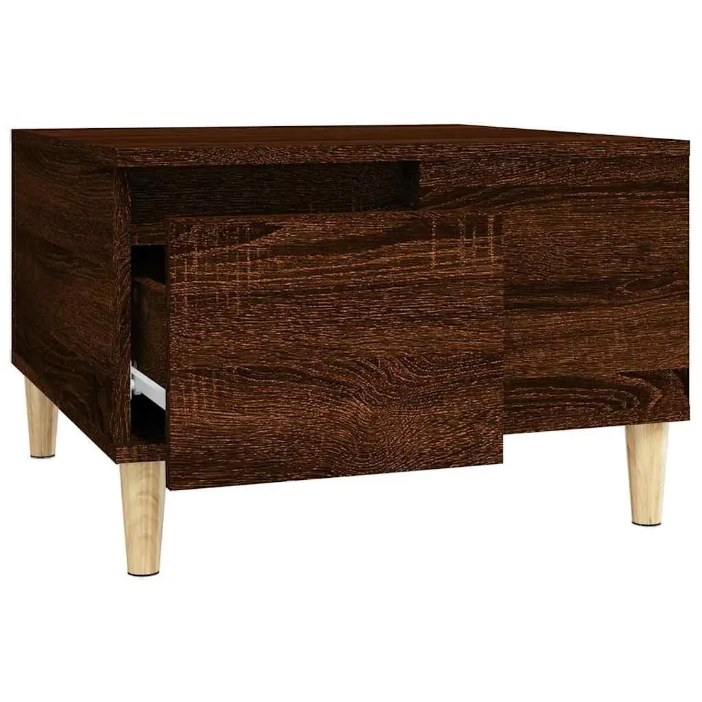 Brown Oak Coffee Table with Storage Drawer