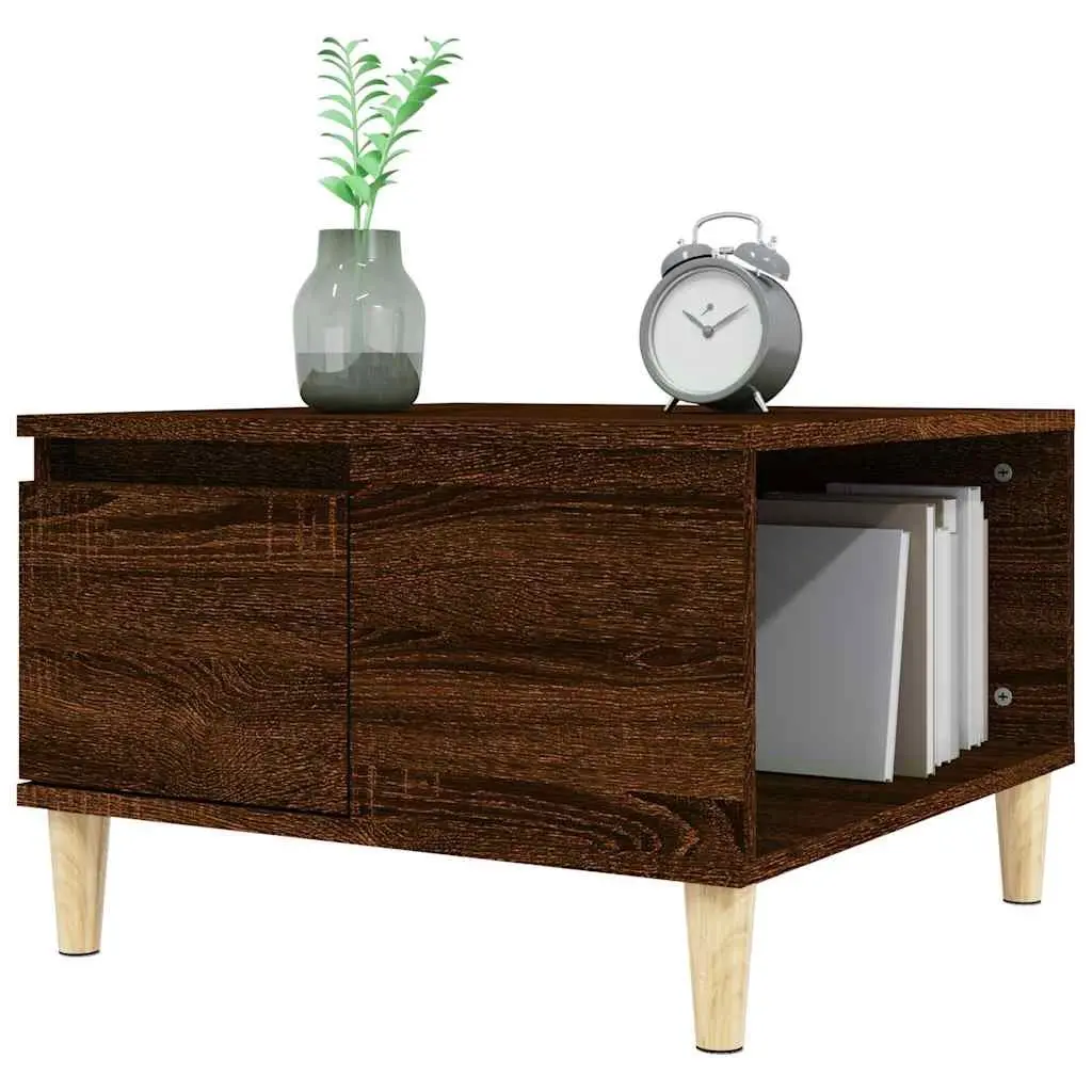 Brown Oak Coffee Table with Storage Drawer
