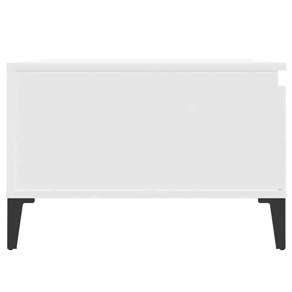 White Coffee Table with Storage Drawer 55x55 cm