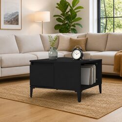 Durable Black Modern Coffee Table with Storage Options