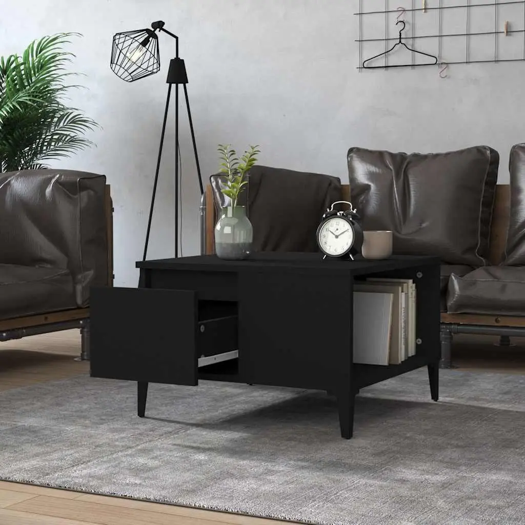 Black Modern Coffee Table with Storage Options