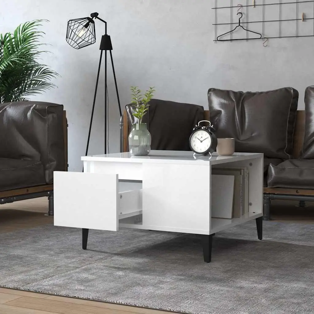 High Gloss White Coffee Table with Storage