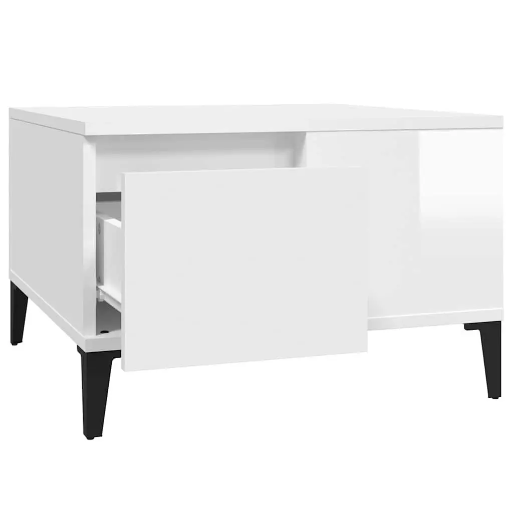 High Gloss White Coffee Table with Storage
