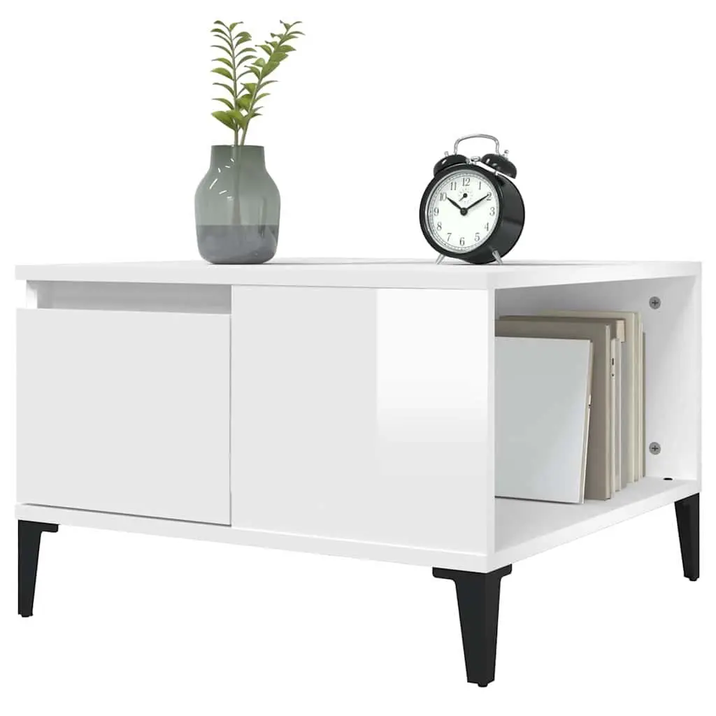 High Gloss White Coffee Table with Storage