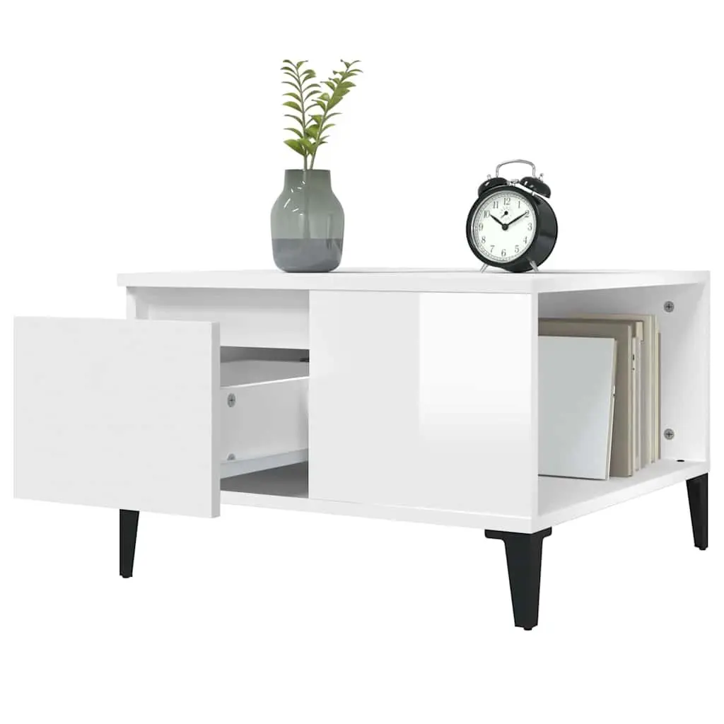 High Gloss White Coffee Table with Storage