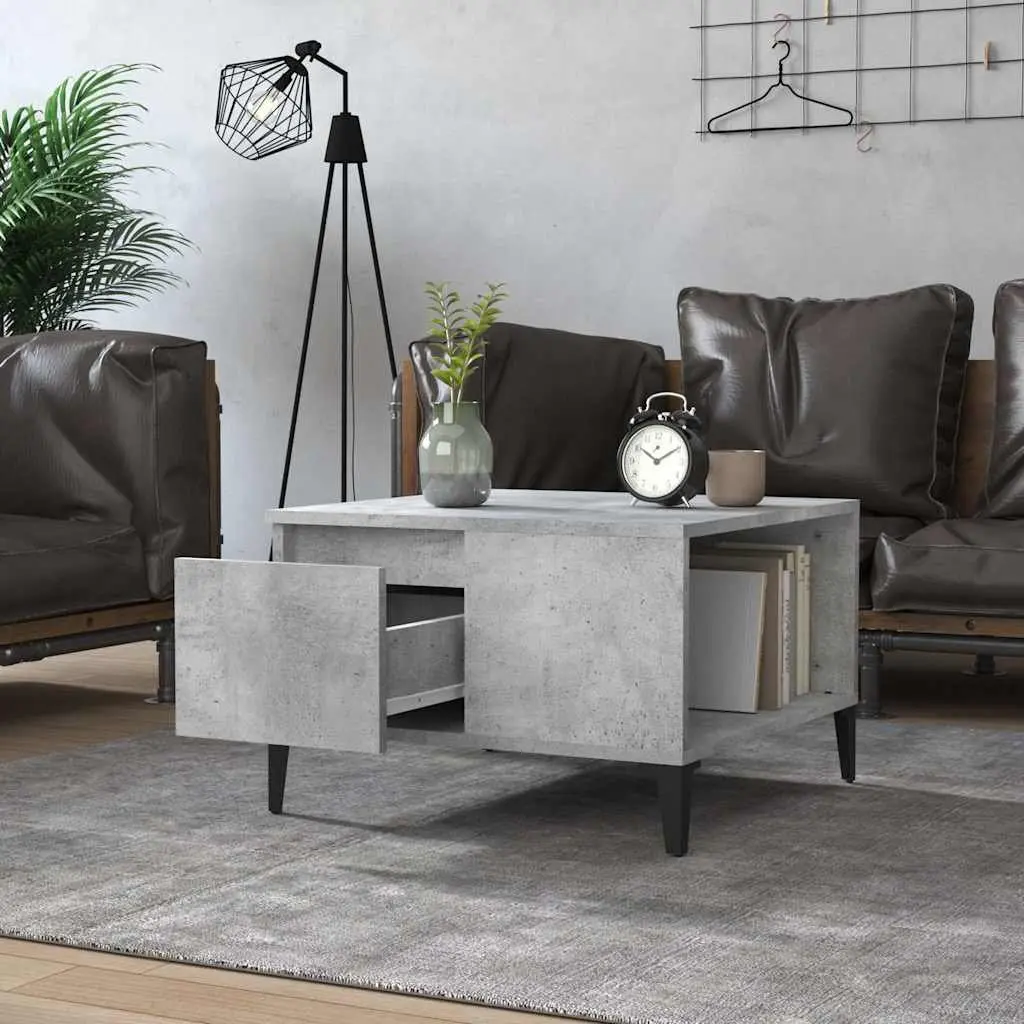 Grey Coffee Table with Storage Drawer 55x55x36.5cm