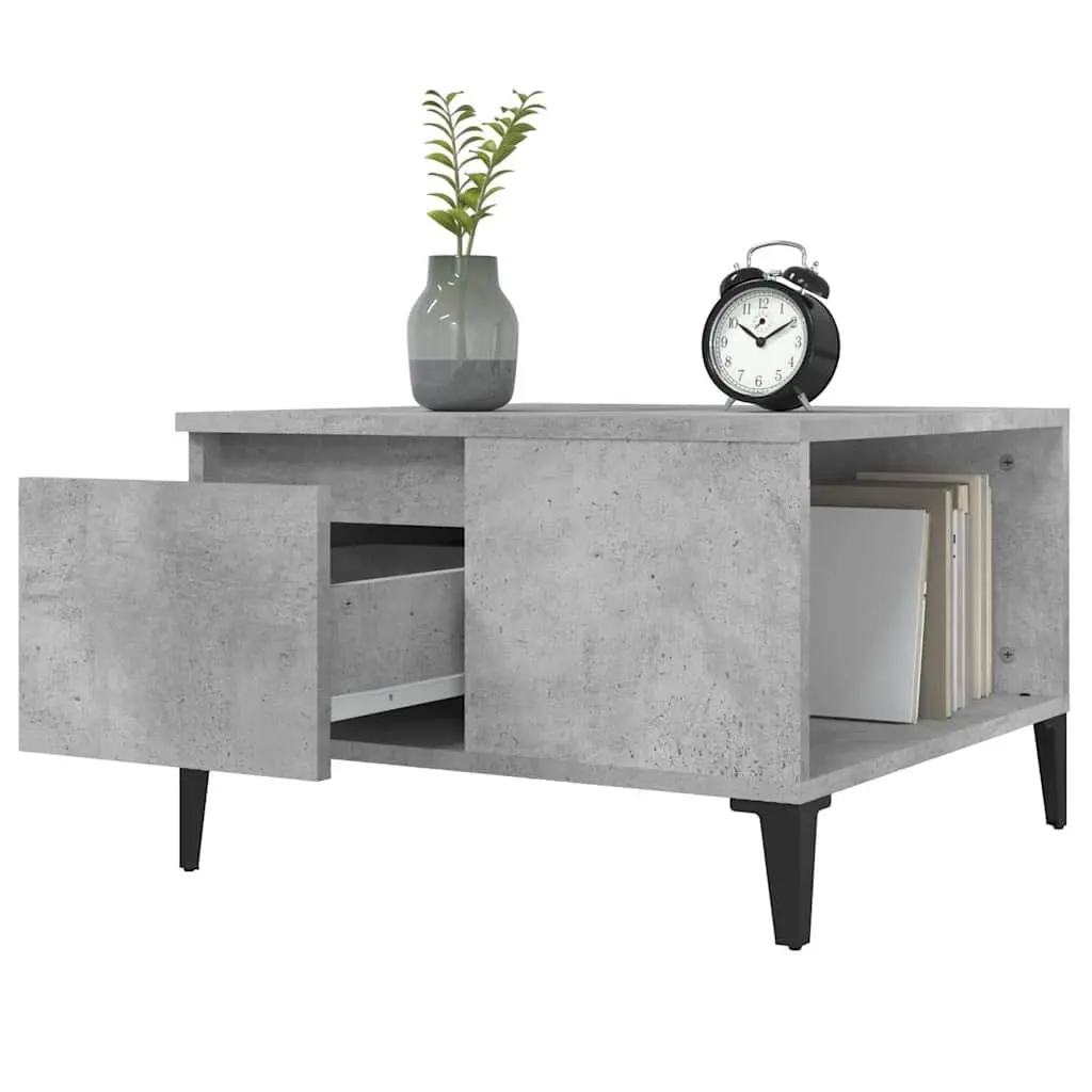 Grey Coffee Table with Storage Drawer 55x55x36.5cm