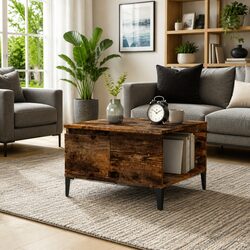 Durable Coffee Table with Storage Drawer and Open Compartment