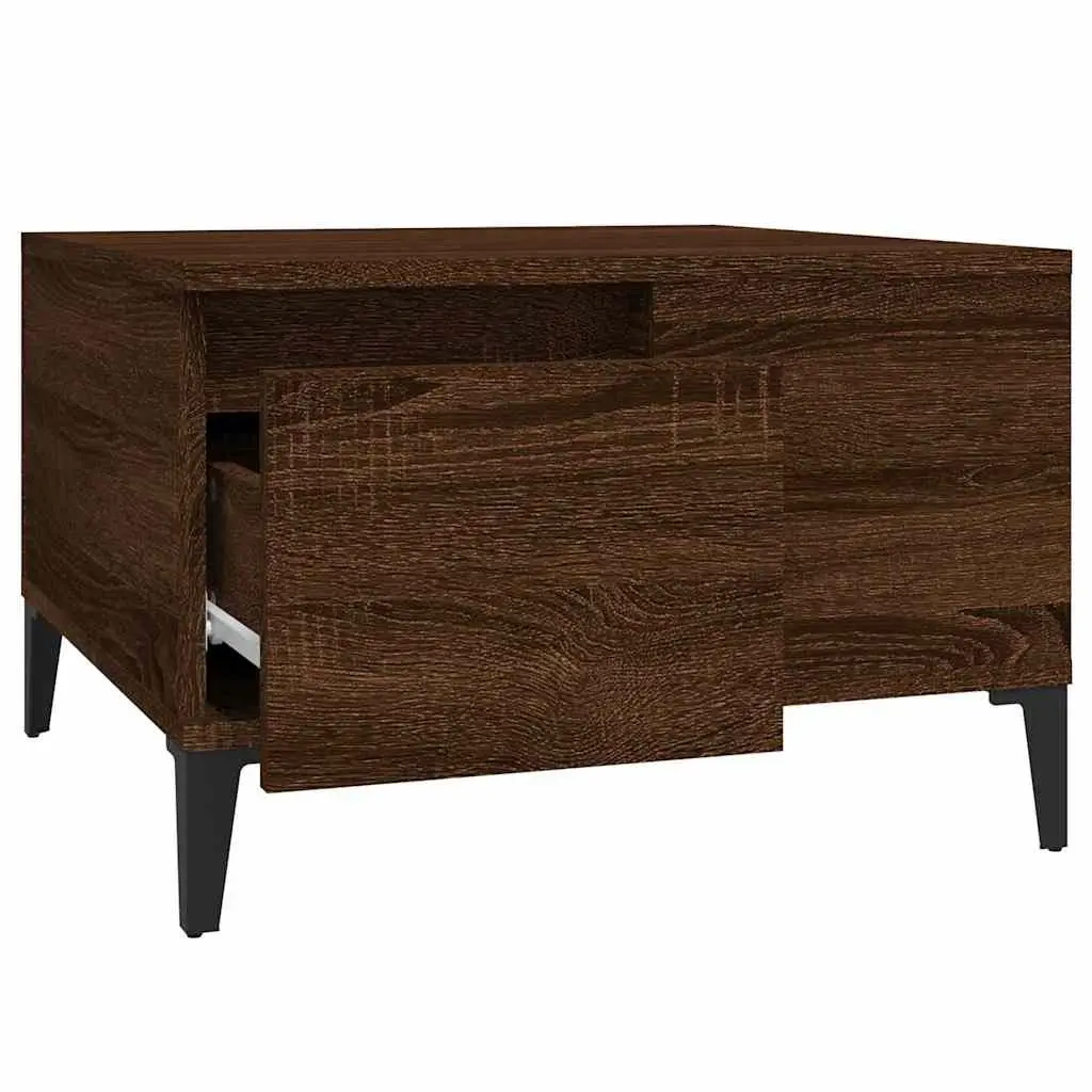 Coffee Table Engineered Wood Brown 55x55x36.5 cm with Storage Drawer Open Compartment