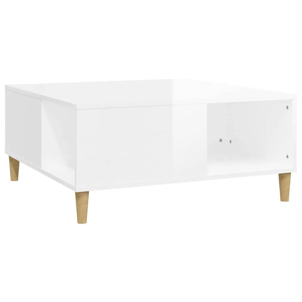 High Gloss White Coffee Table with Storage 80x80x36.5 cm