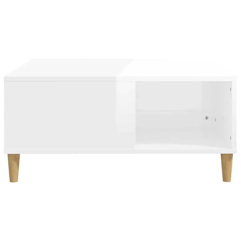 High Gloss White Coffee Table with Storage 80x80x36.5 cm