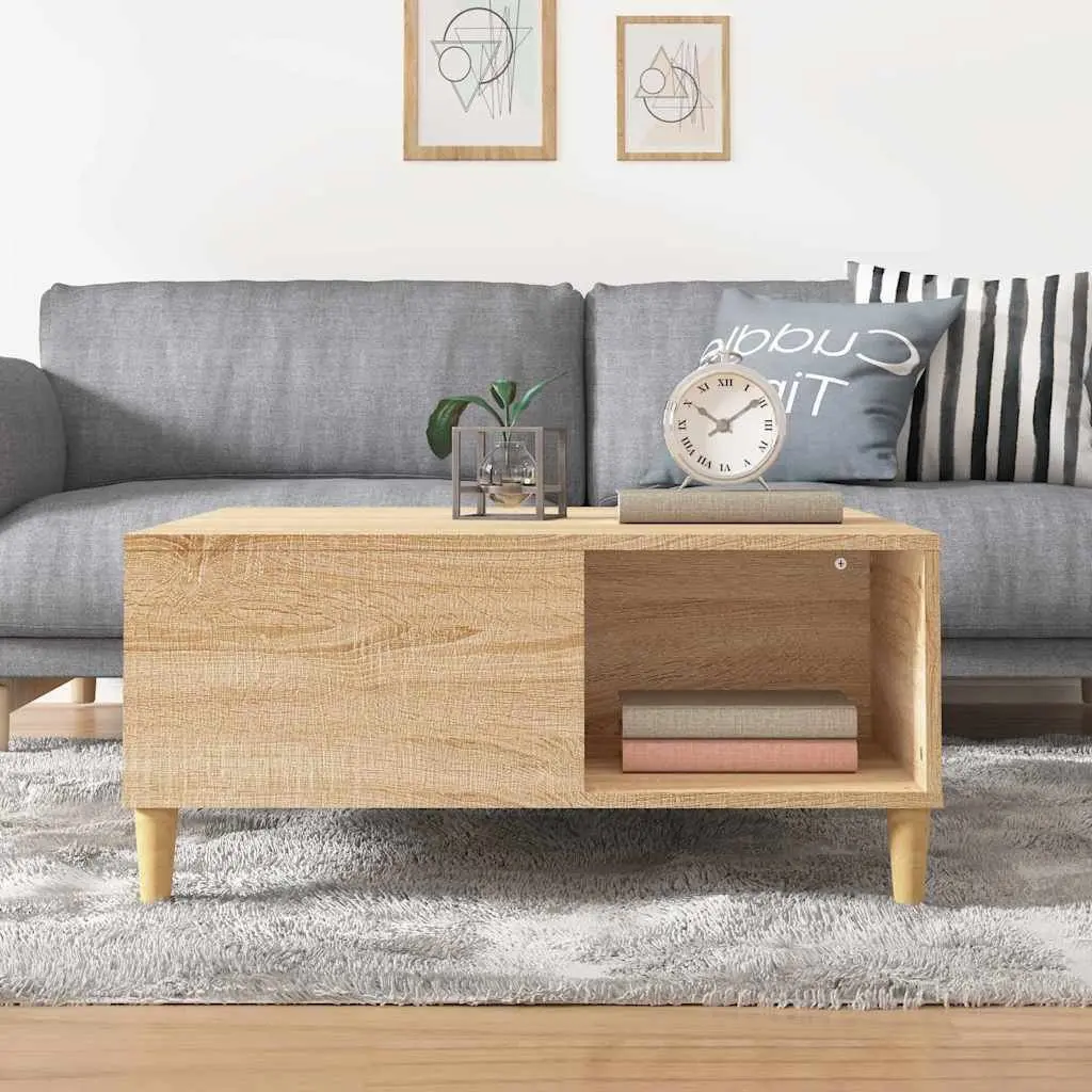 Brown Engineered Wood Coffee Table with Storage Compartment