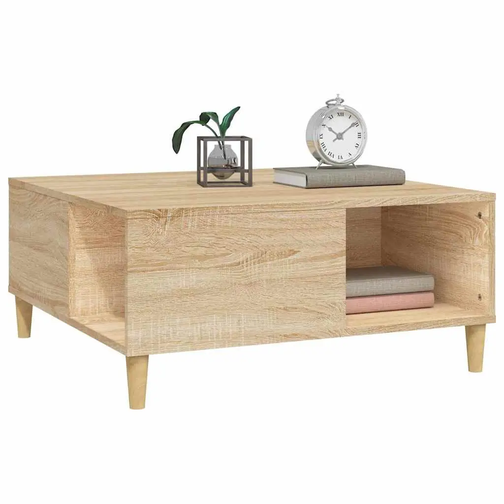 Brown Engineered Wood Coffee Table with Storage Compartment