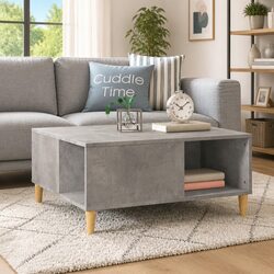 Grey Coffee Table 80x80x36.5 cm with Storage Features