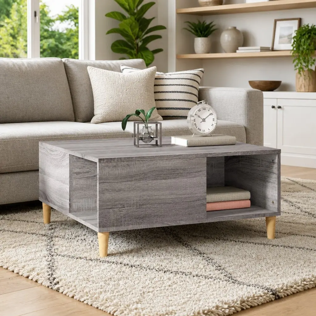 Grey Sonoma Coffee Table 80x80x36.5cm with Storage