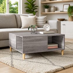 Grey Sonoma Coffee Table 80x80x36.5cm with Storage