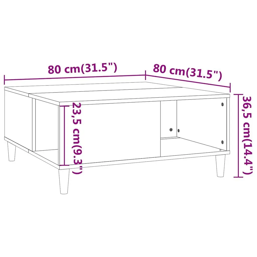 Grey Sonoma Coffee Table 80x80x36.5cm with Storage