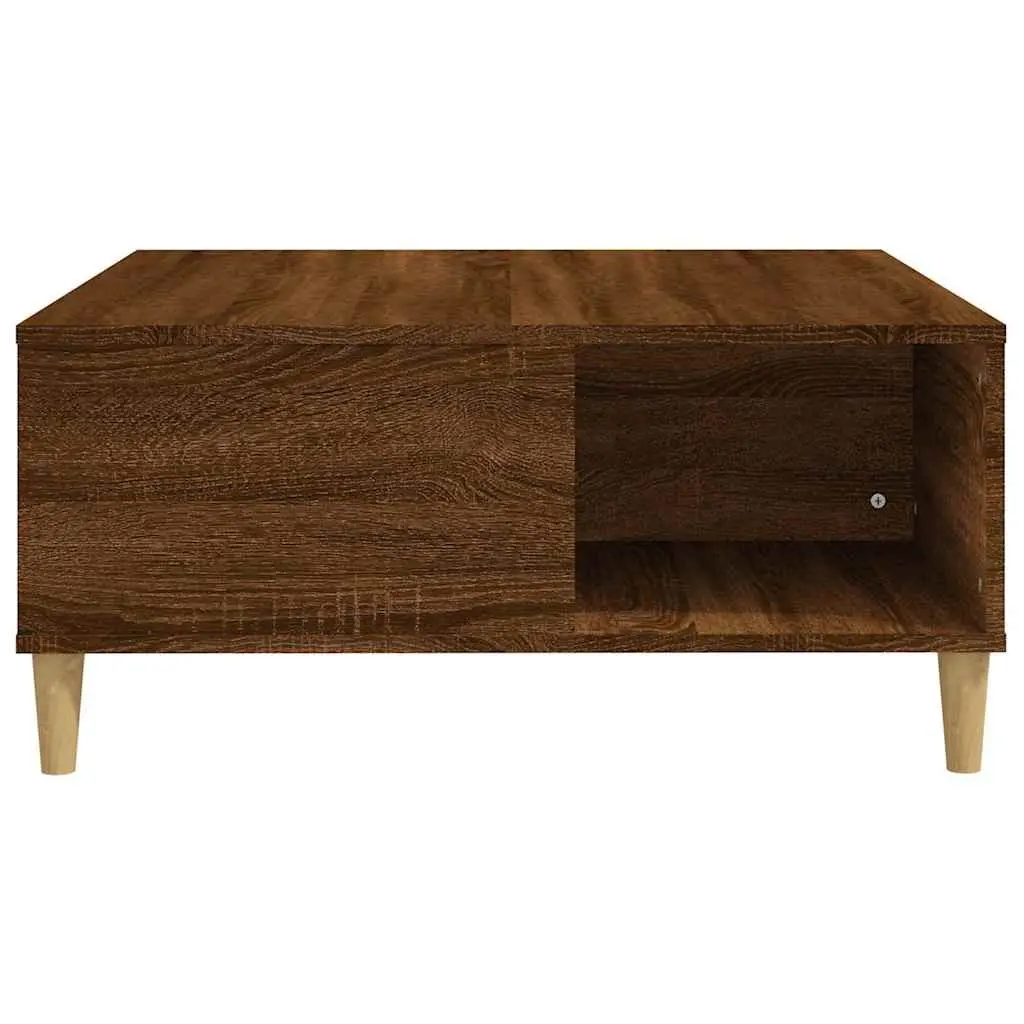 Coffee Table Brown Oak 80x80x36.5cm Engineered Wood Storage Compartments