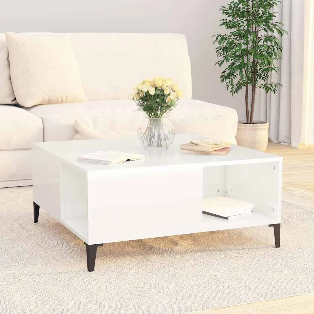 White High Gloss Coffee Table with Storage