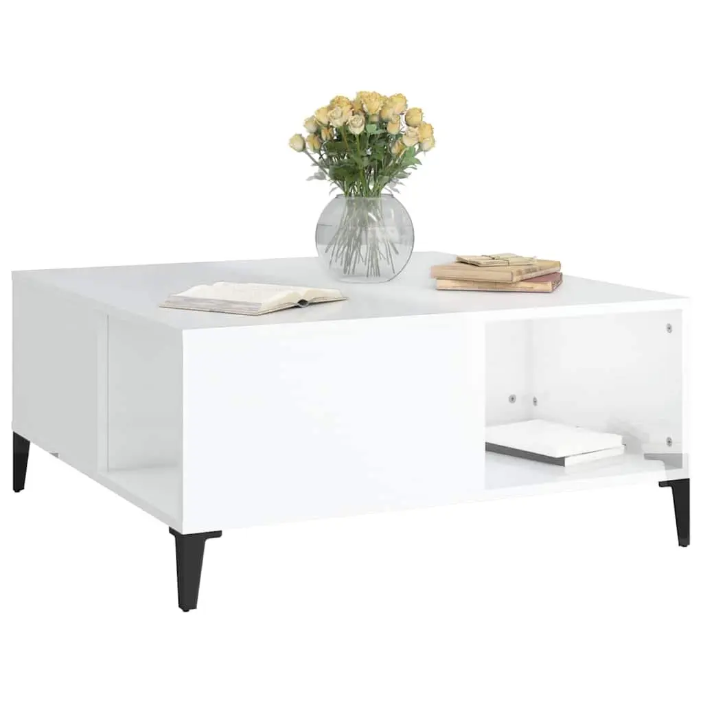 White High Gloss Coffee Table with Storage
