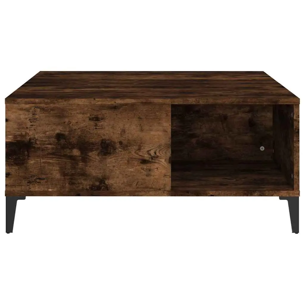 Brown Smoked Oak Look Coffee Table with Storage Compartments