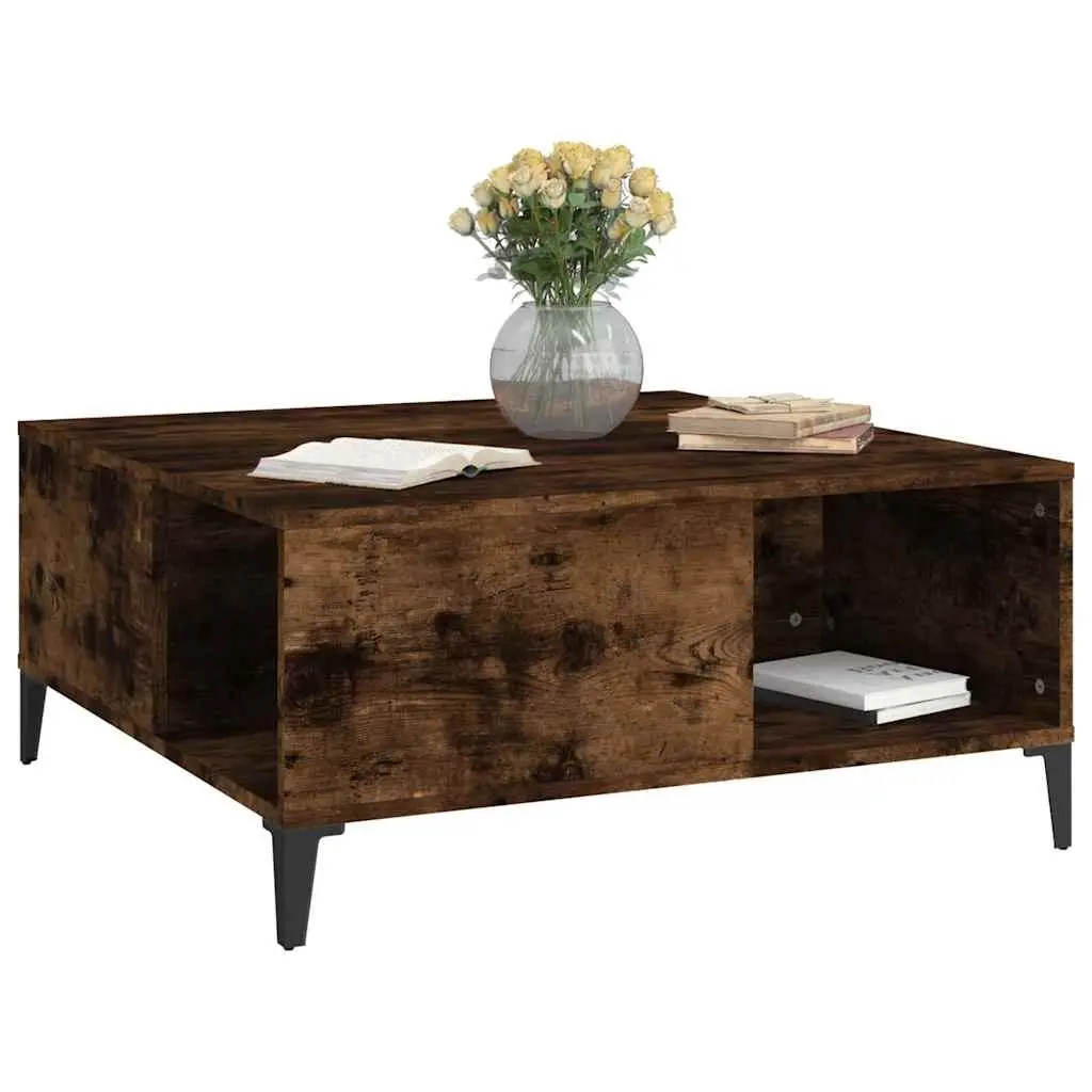 Brown Smoked Oak Look Coffee Table with Storage Compartments
