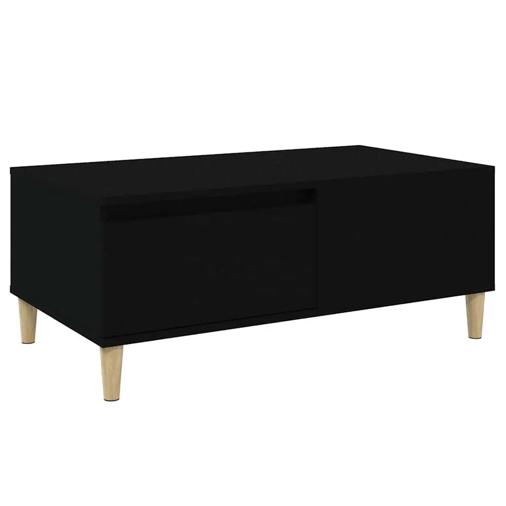 Coffee Table Engineered Wood Black 90x50x36.5 cm with Drawer Storage