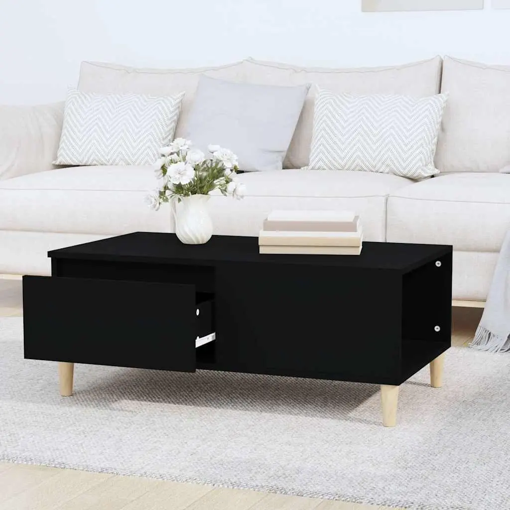 Coffee Table Engineered Wood Black 90x50x36.5 cm with Drawer Storage
