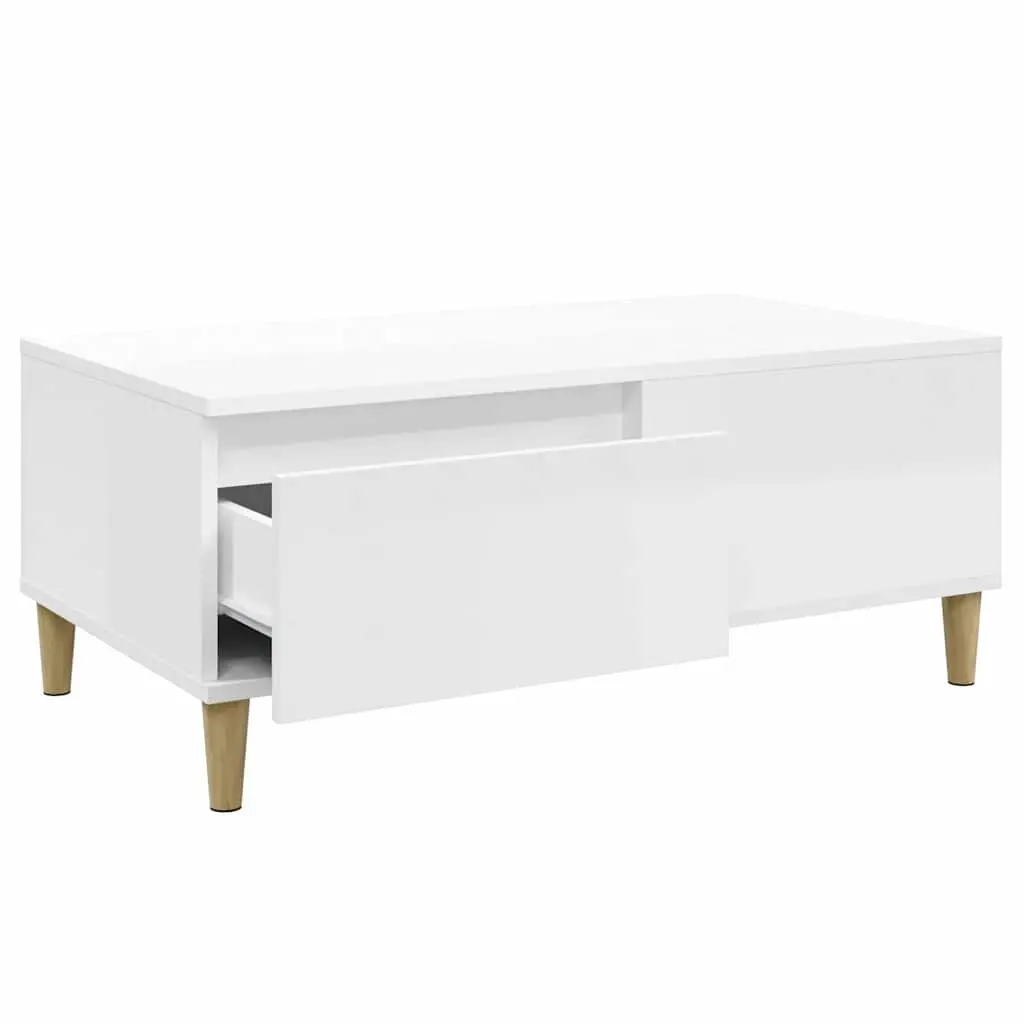 Coffee Table Engineered Wood 90L x 50W x 36.5H cm High Gloss White