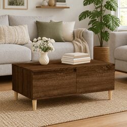 Stylish Brown Oak Coffee Table with Storage Drawer