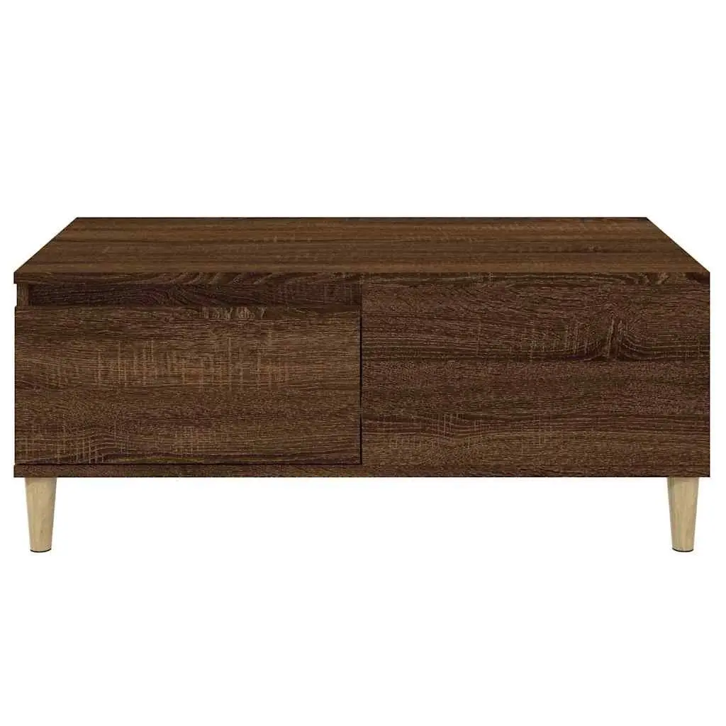 Brown Oak Coffee Table with Storage Drawer