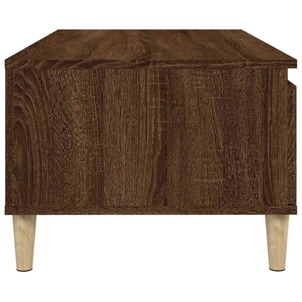 Brown Oak Coffee Table with Storage Drawer