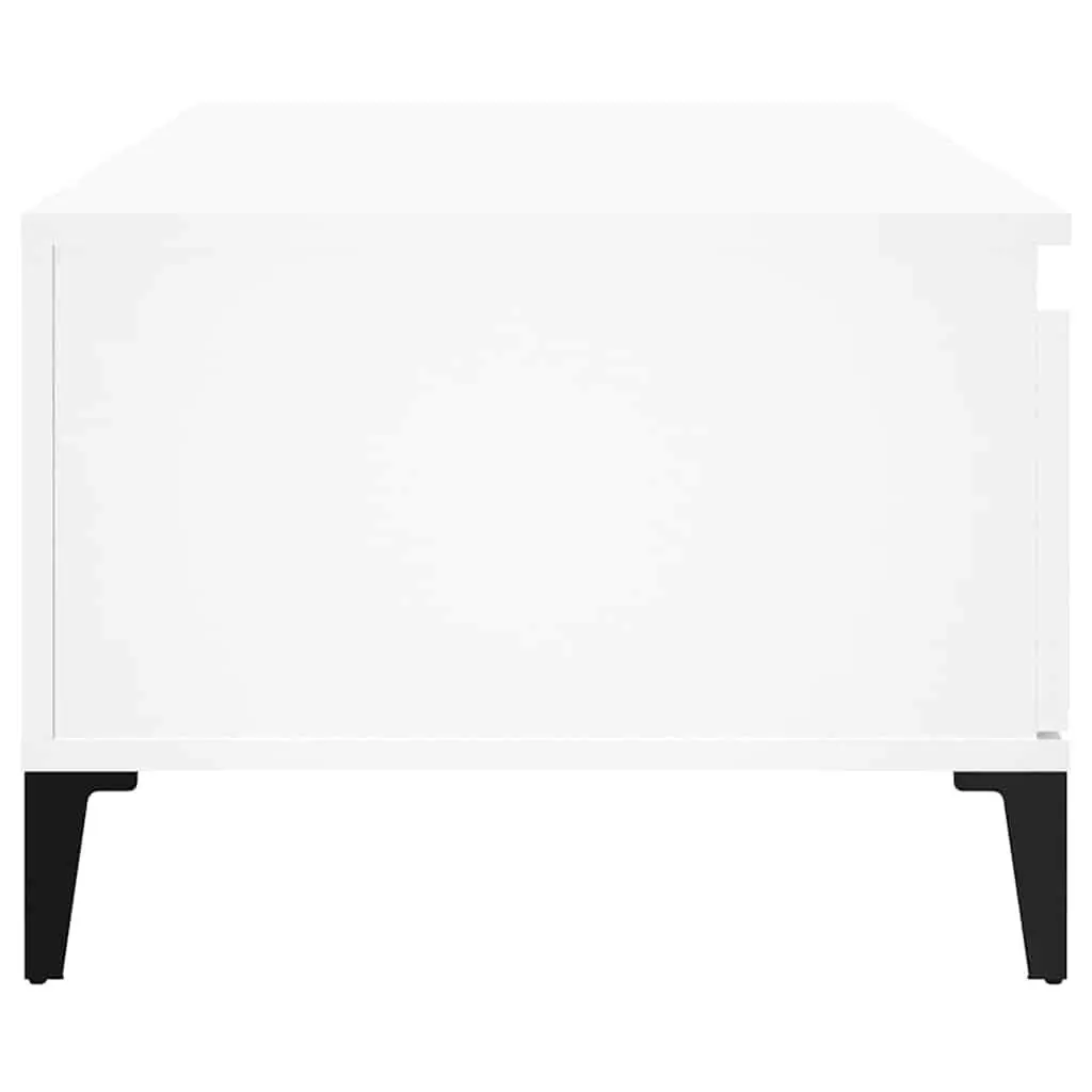 White Coffee Table with Storage Drawer 90x50cm