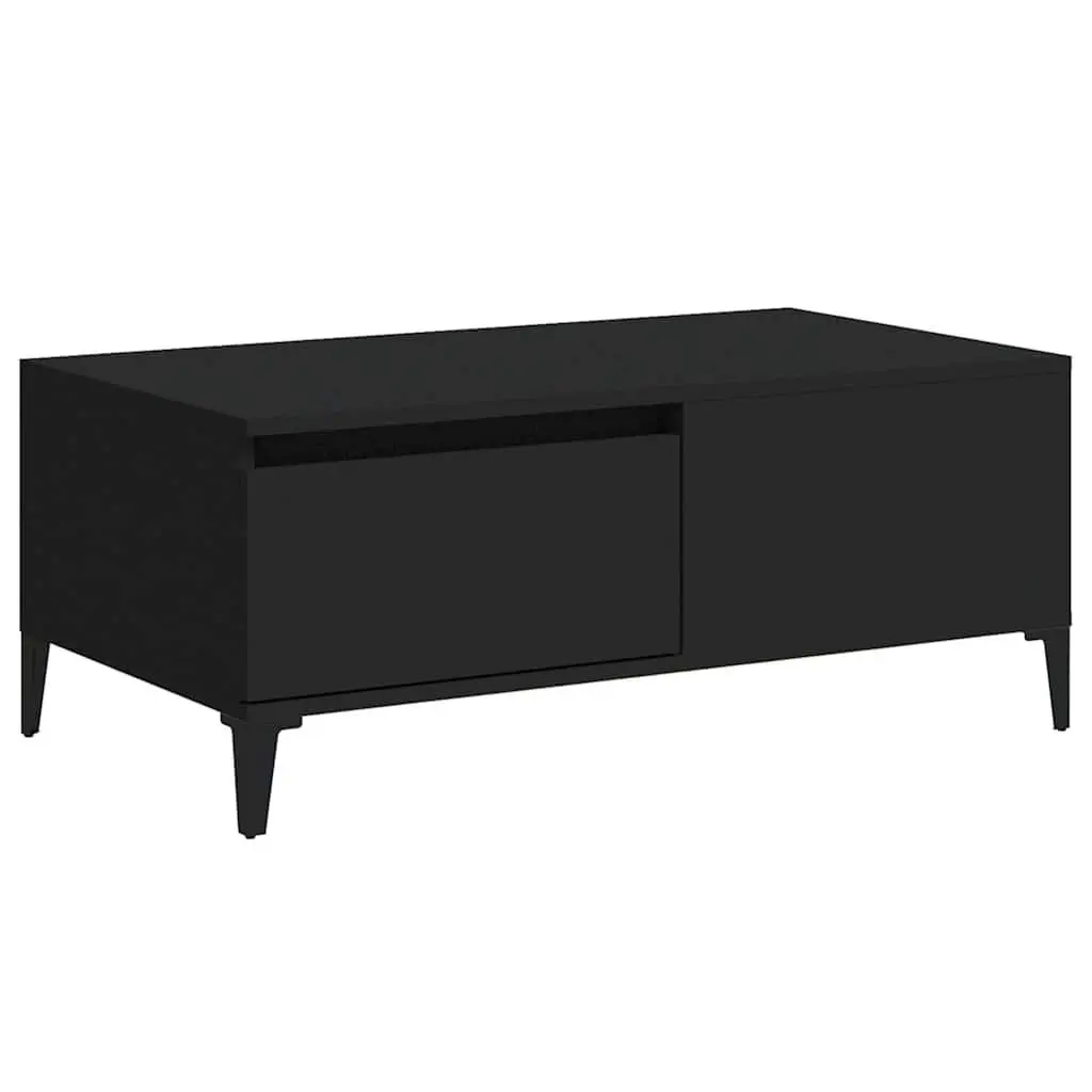 Black Coffee Table with Drawer Storage 90x50x36.5 cm
