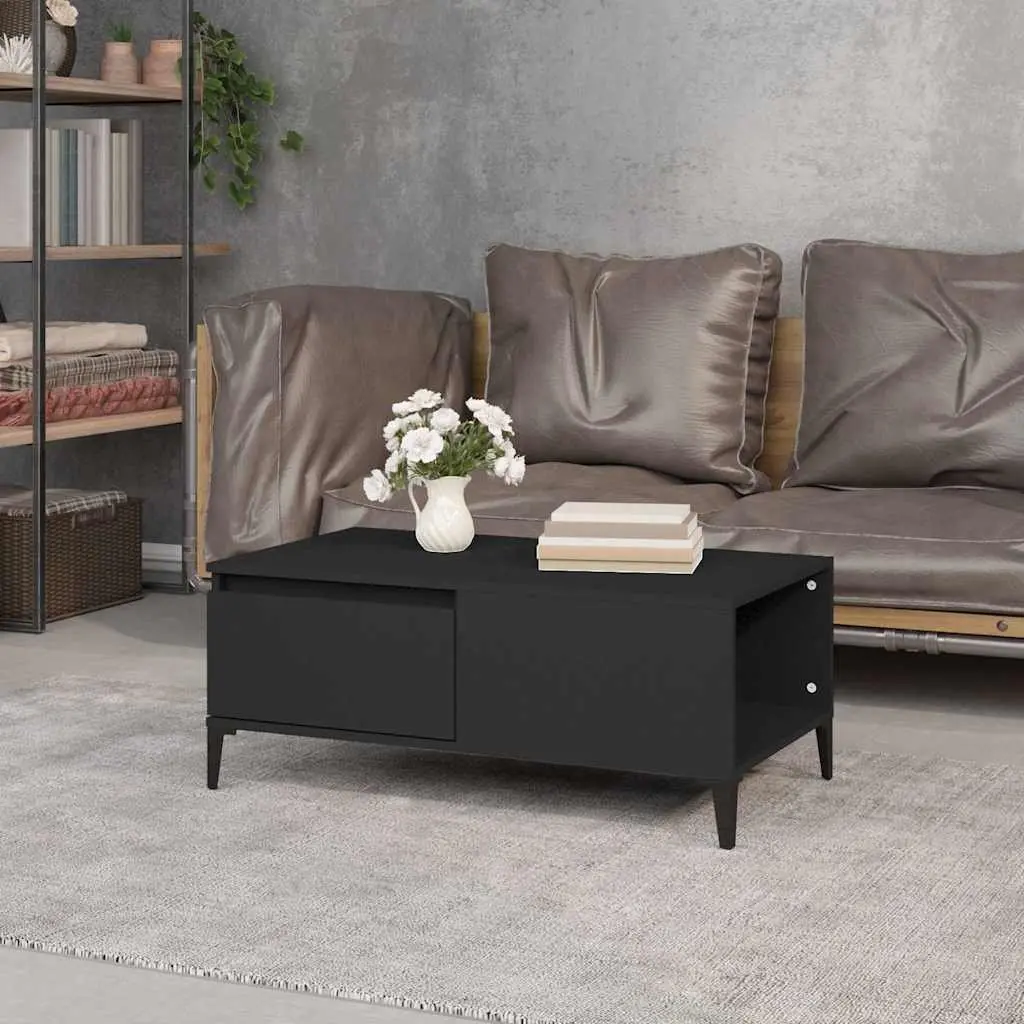 Black Coffee Table with Drawer Storage 90x50x36.5 cm